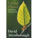 David Attenborough signed hardback book titled Living Planet The Web of Life on Earth signature on