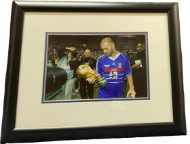 Zinedine Yazid Zidane signed photo framed. Good Condition. All autographs come with a Certificate of