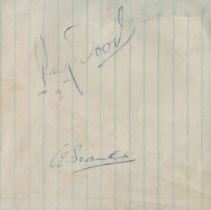 Manchester United legends Busby Babes Ray Wood and Albert Scanlon signed 4x4 album page. Good