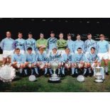 Autographed MANCHESTER CITY 1968 - 70 12 x 8 Photo : Col, depicting Manchester City players posing