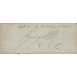King George IV 8x4 inch approx signed ALS cutting. Good Condition. All autographs come with a