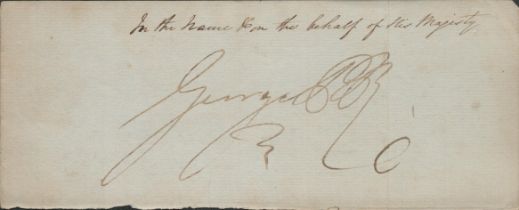 King George IV 8x4 inch approx signed ALS cutting. Good Condition. All autographs come with a