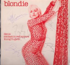 Blondie multi signed Denis LP sleeve signatures include Debbie Harry, Jimmy Destri, Nigel