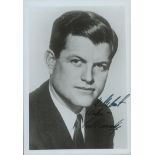 Ted Kennedy signed 7x5 inch black and white vintage photo. Good Condition. All autographs come