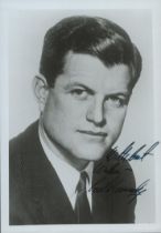 Ted Kennedy signed 7x5 inch black and white vintage photo. Good Condition. All autographs come
