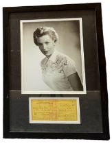 Deborah Kerr mounted signed cheque for $150.00 dated March 22nd 1975, with black and white photo,