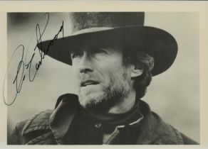Clint Eastwood signed 7x5 inch black and white photo. Good Condition. All autographs come with a
