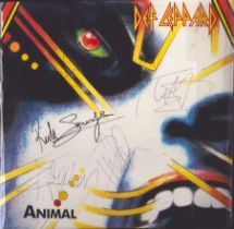 Def Leopard multi signed "Animal" 12in LP Sleeve signatures include Rick Savage, Joe Elliott, Rick