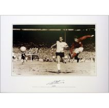 Sir Geoff Hurst - England - signed spot colour 1966 print - The fourth goal This stunning photo