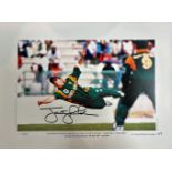 jonty Rhodes signed limited edition print with signing photo. The Jonty Rhodes legend may have begun