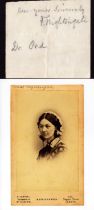 Florence Nightingale clipped signature. Signed in pencil. Comes with 6x4inch vintage postcard photo.