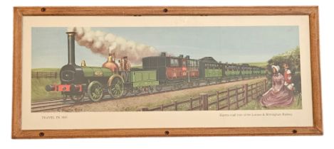 Original Railway Carriage Print 'Travel in 1845 - London and Birmingham Train, Express Mail Train'