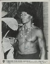 Woody Strode signed 10x8 inch The Sins of Racel Cade black and white promo photo. Good Condition.
