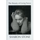 Sharon Stone signed hard back book titled The Beauty of Living Twice signature on book plate affixed