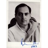 Rajiv Gandhi signed 7x5 inch black and white photo. Good Condition. All autographs come with a