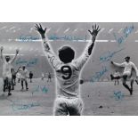 Autographed WEST BROMWICH ALBION 1968 12 x 8 Photo : Colorized, depicting a montage of images