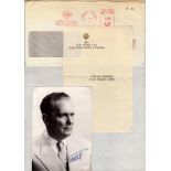 Josip Broz Tito signed 6x4 inch black and white photo with accompanying compliments slip and