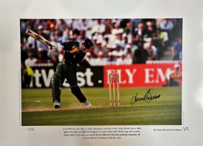 Lance Klusener signed limited edition print with signing photo. Lance Klusener is one of the most