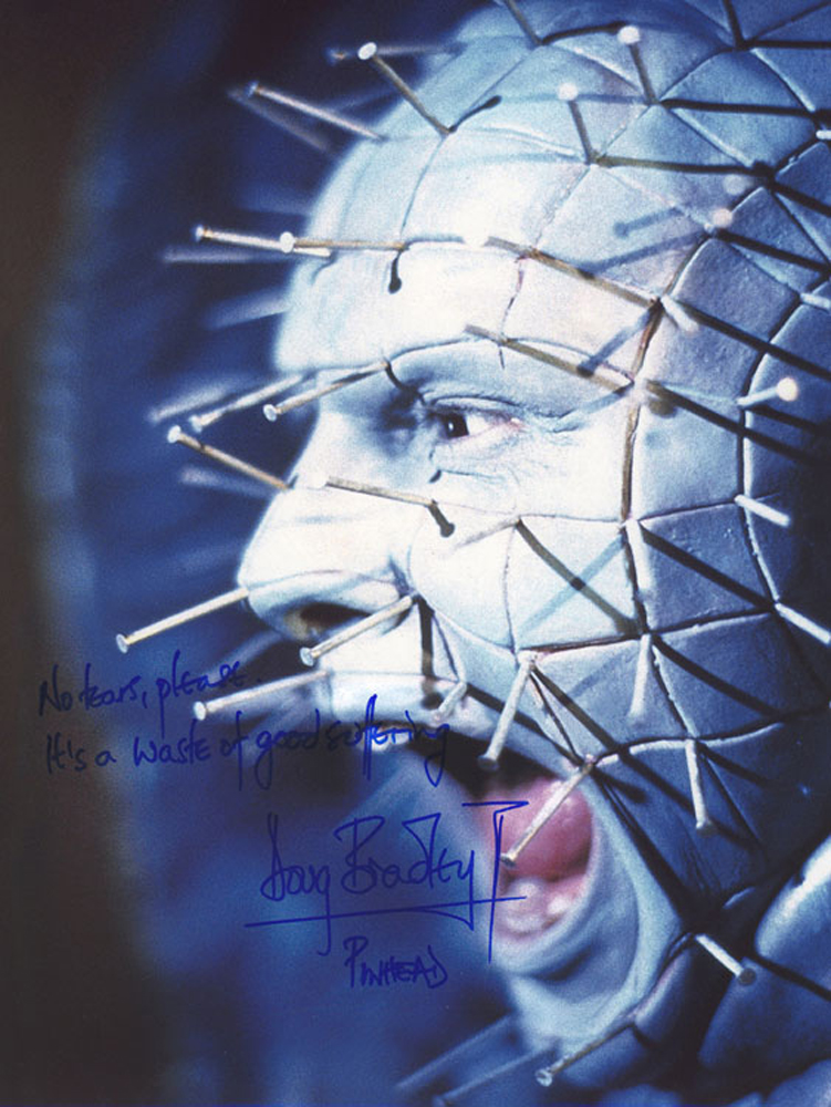 SALE! Lot of 2 Hellraiser Pinhead hand signed 16x12 photos. This is a beautiful lot of 2 hand signed - Image 2 of 3