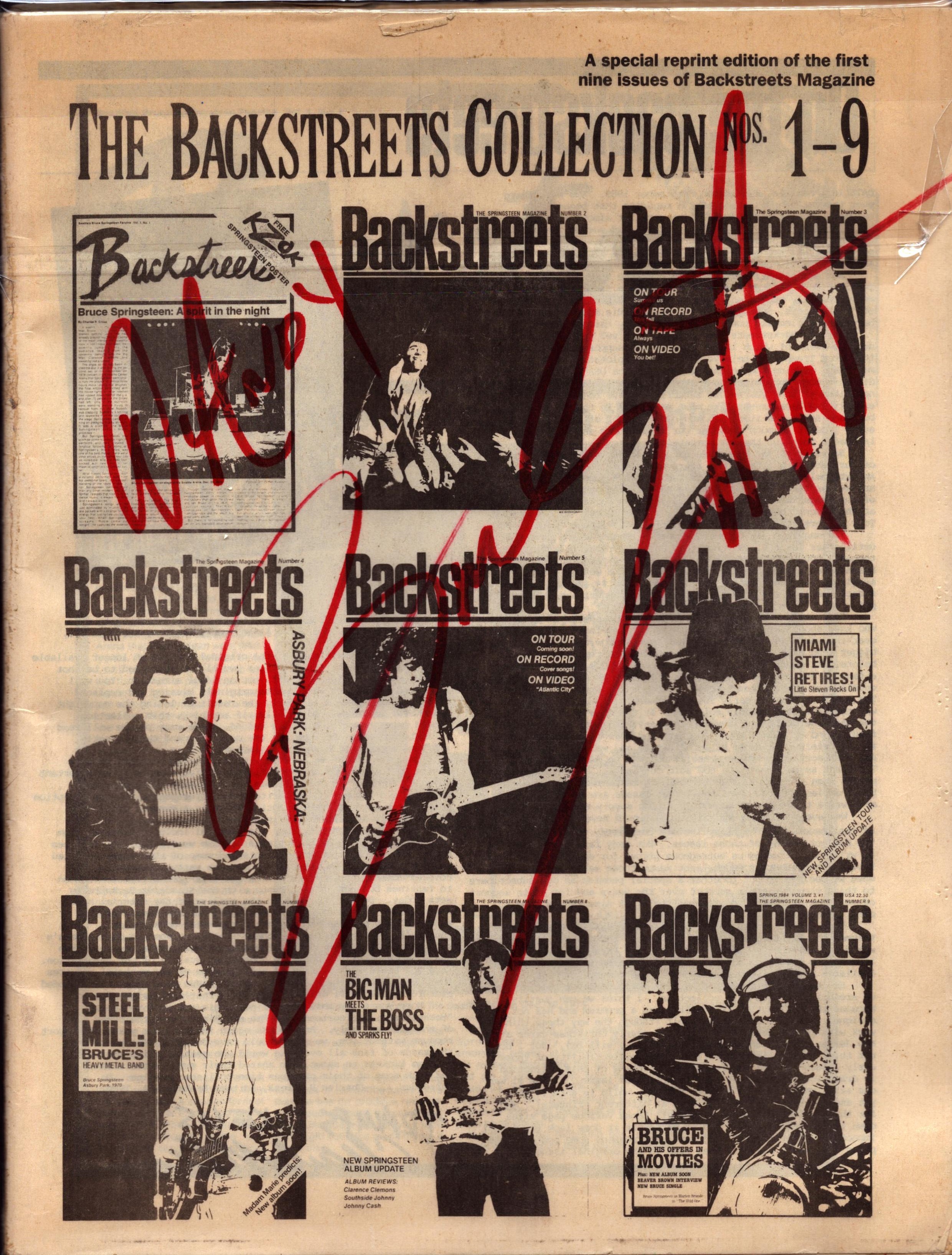 Bruce Springsteen signed Backstreets No 1-9 reprint magazine live signature on front page. Good