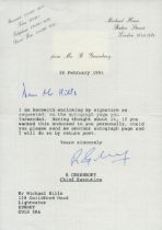 Richard Greenbury TLS dated 26 February 1991. Good Condition. All autographs come with a Certificate