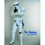 Noel Hawkins signed 10x8 inch Star Wars Stormtrooper colour photo. Good Condition. All autographs