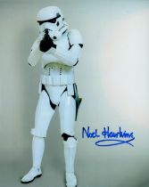 Noel Hawkins signed 10x8 inch Star Wars Stormtrooper colour photo. Good Condition. All autographs