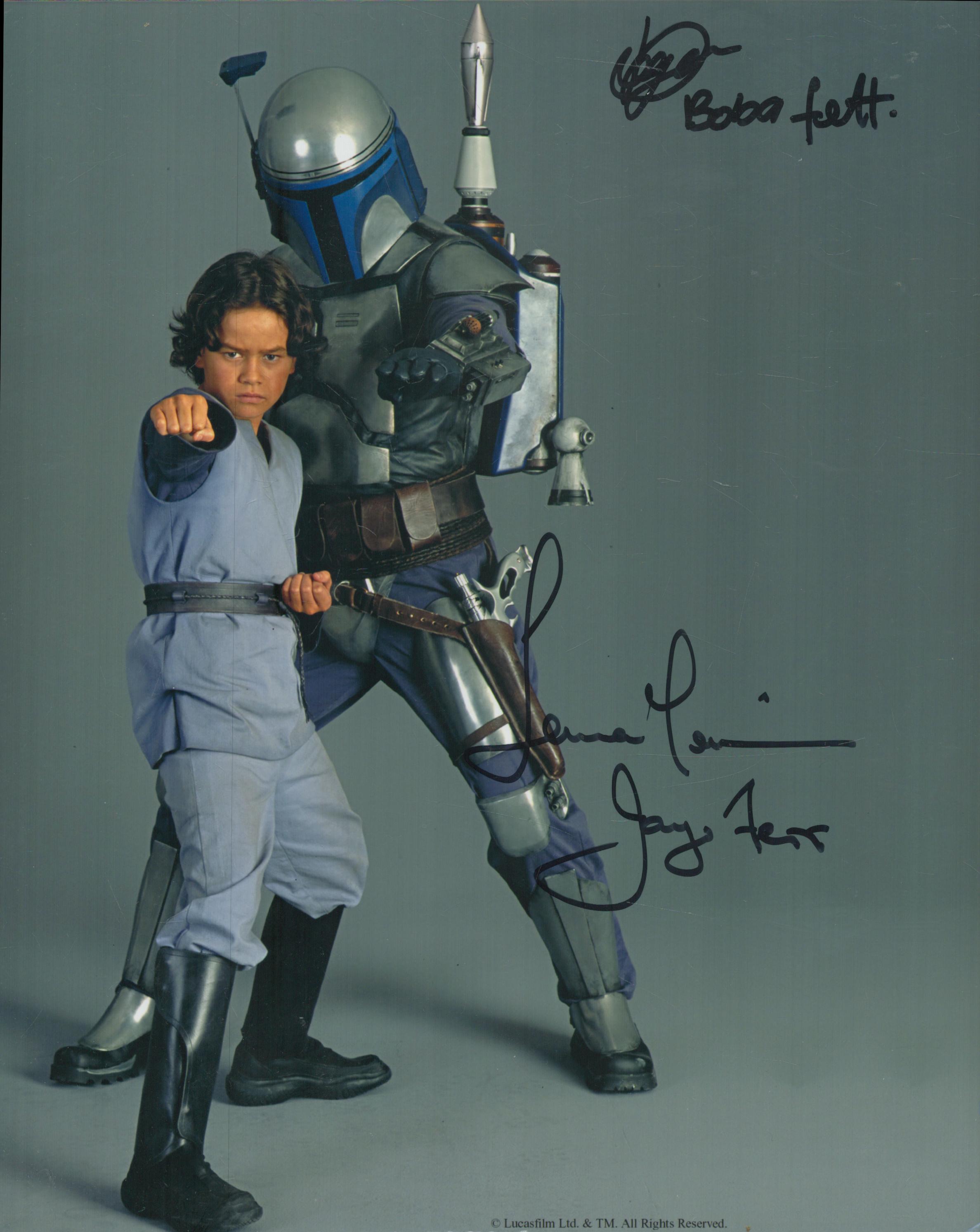 Daniel Logan and Temuera Morrison signed 10x8 inch Star Wars colour photo. Good Condition. All