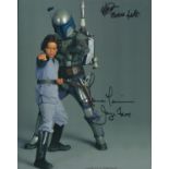 Daniel Logan and Temuera Morrison signed 10x8 inch Star Wars colour photo. Good Condition. All