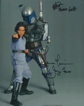 Daniel Logan and Temuera Morrison signed 10x8 inch Star Wars colour photo. Good Condition. All
