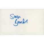 Simon Bamford signed white card. Good Condition. All autographs come with a Certificate of