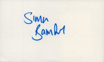 Simon Bamford signed white card. Good Condition. All autographs come with a Certificate of