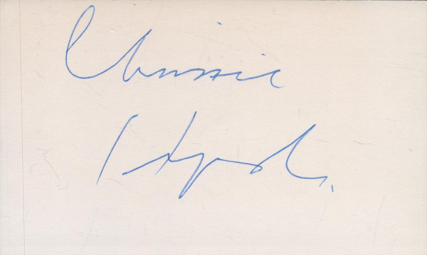 Chrissie Hynde signed 5x3 inch white card. Good Condition. All autographs come with a Certificate of