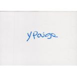 Yasmin Paige signed 7x5 inch white card. Good Condition. All autographs come with a Certificate of