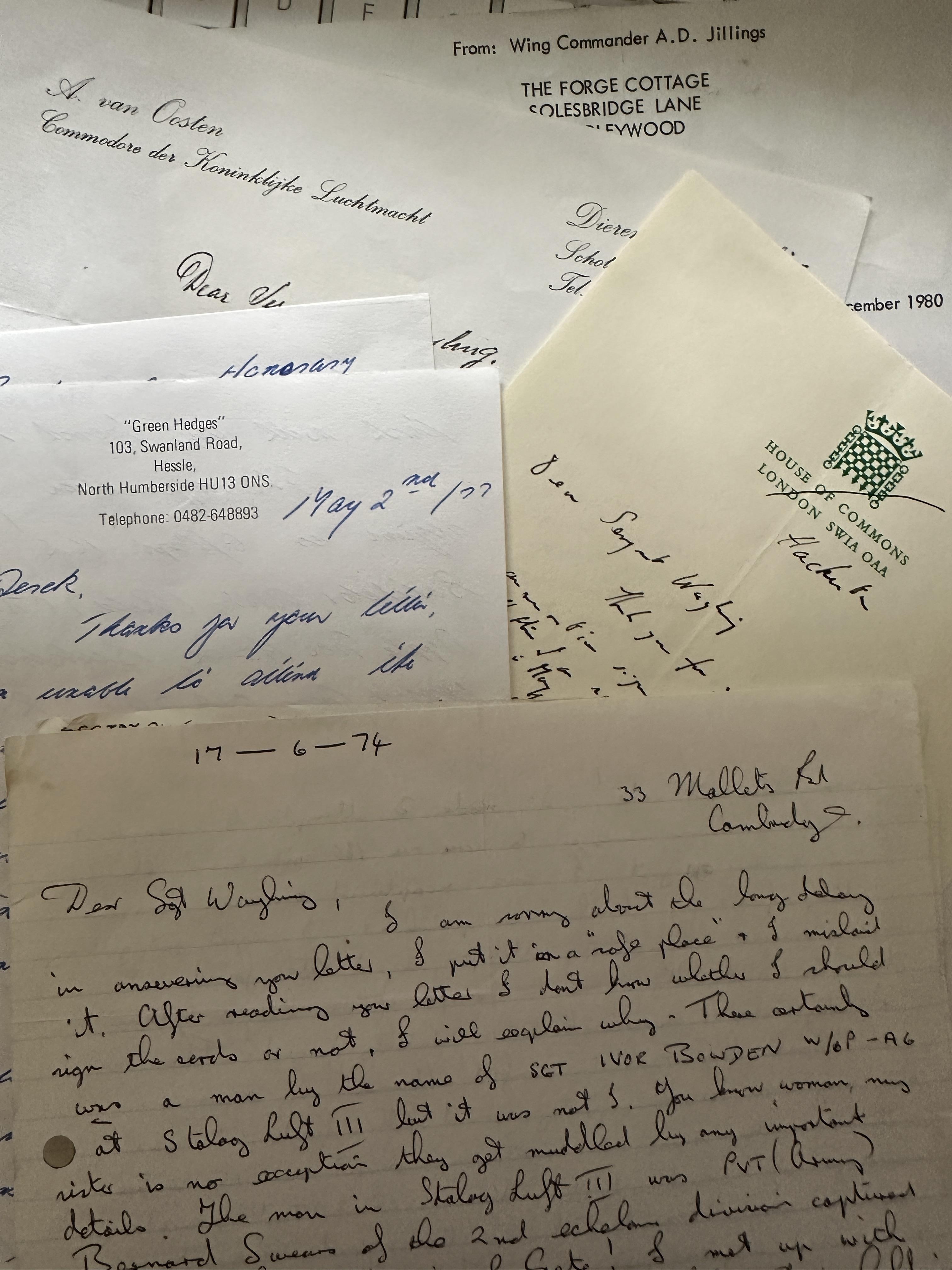 WW2 collection of FIVE letters, mostly handwritten, some typed ALL signed by a veteran of the Second