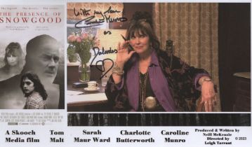 Caroline Munro signed 6x12 inch colour photocard for the horror movie The Presence of Snowgood. Good