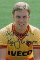 Autographed KENNY JACKETT 6 x 4 Photo : Col, depicting Watford's KENNY JACKETT posing for