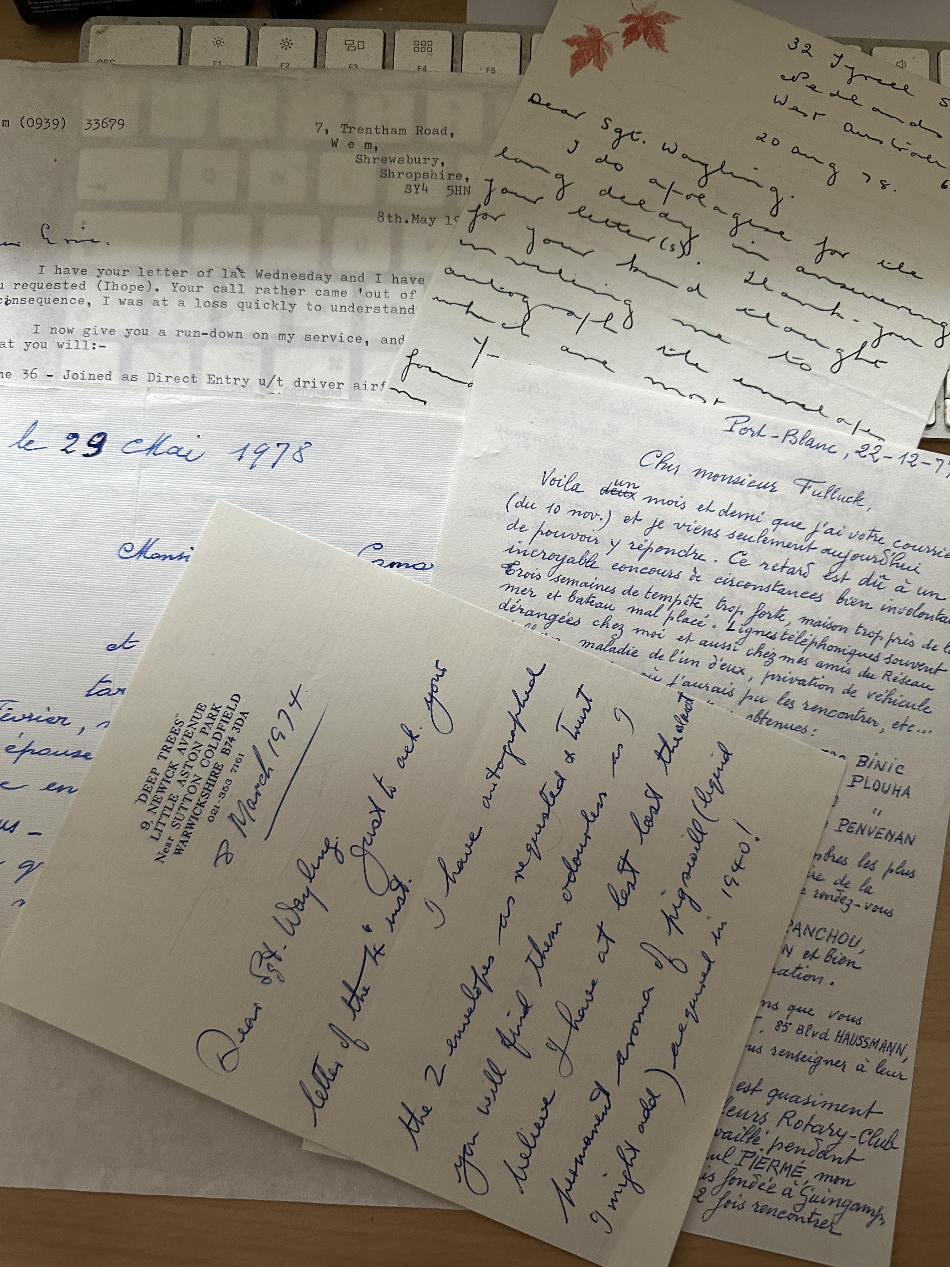 WW2 collection of FIVE letters, mostly handwritten, some typed ALL signed by a veteran of the Second