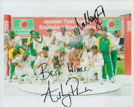 Ashwell Prince and Charl Langeveldt signed 10x8 inch colour photo. Good Condition. All autographs