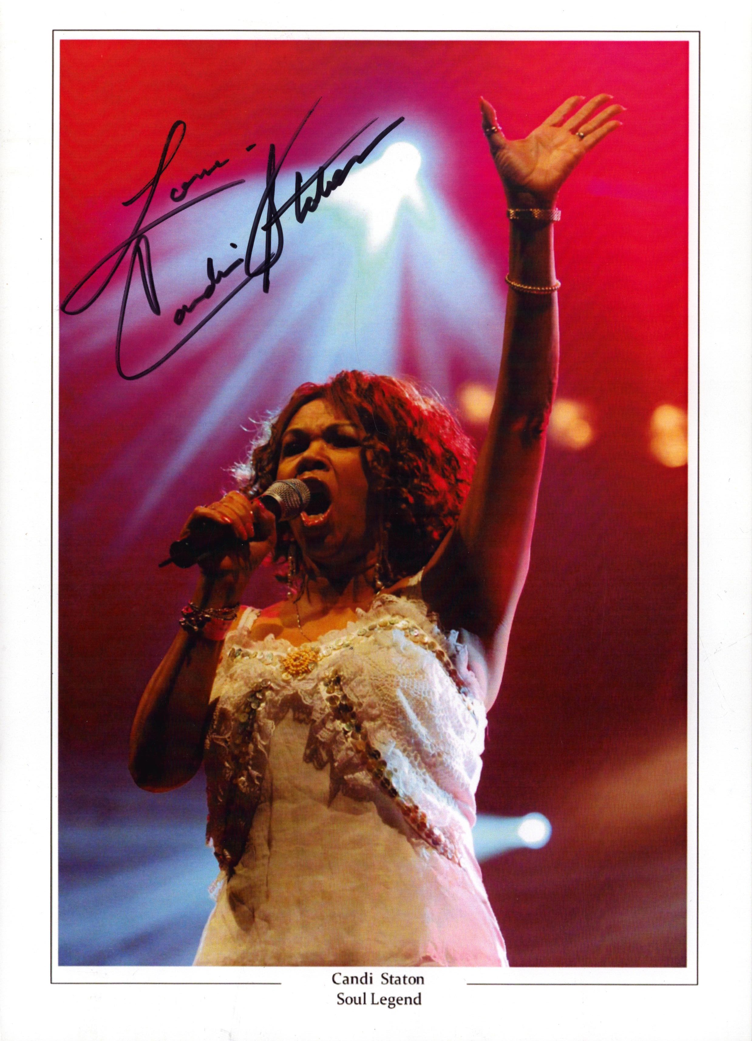 Candi Staton signed 12x8 inch colour promo photo. Good Condition. All autographs come with a