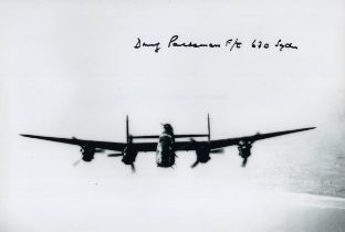 WW2 RAF Lancaster Bomber 630 Squadron navigator Doug Packman signed B/W 8x12 inch photo. Good