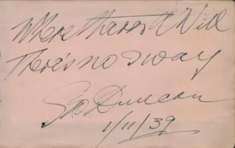 George Duncan signed Album page 6.25x4 Inch. 'Pre WWII Open Champ. Was a Scottish professional