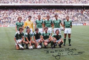 Autographed JIM PLATT 12 x 8 Photo : Col, depicting the Northern Ireland team posing for a team