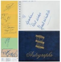 Signed Blue Autograph Album Approx. 20 signatures such as Frank McLintock. Robbie Savage. Alan Hunt.