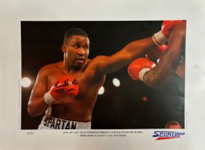 Tim Witherspoon signed limited edition print with signing photo Two time winner of World Heavyweight