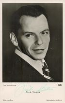 Frank Sinatra signed 6x4 inch black and white promo photo. Secretarial Signature. Good Condition.