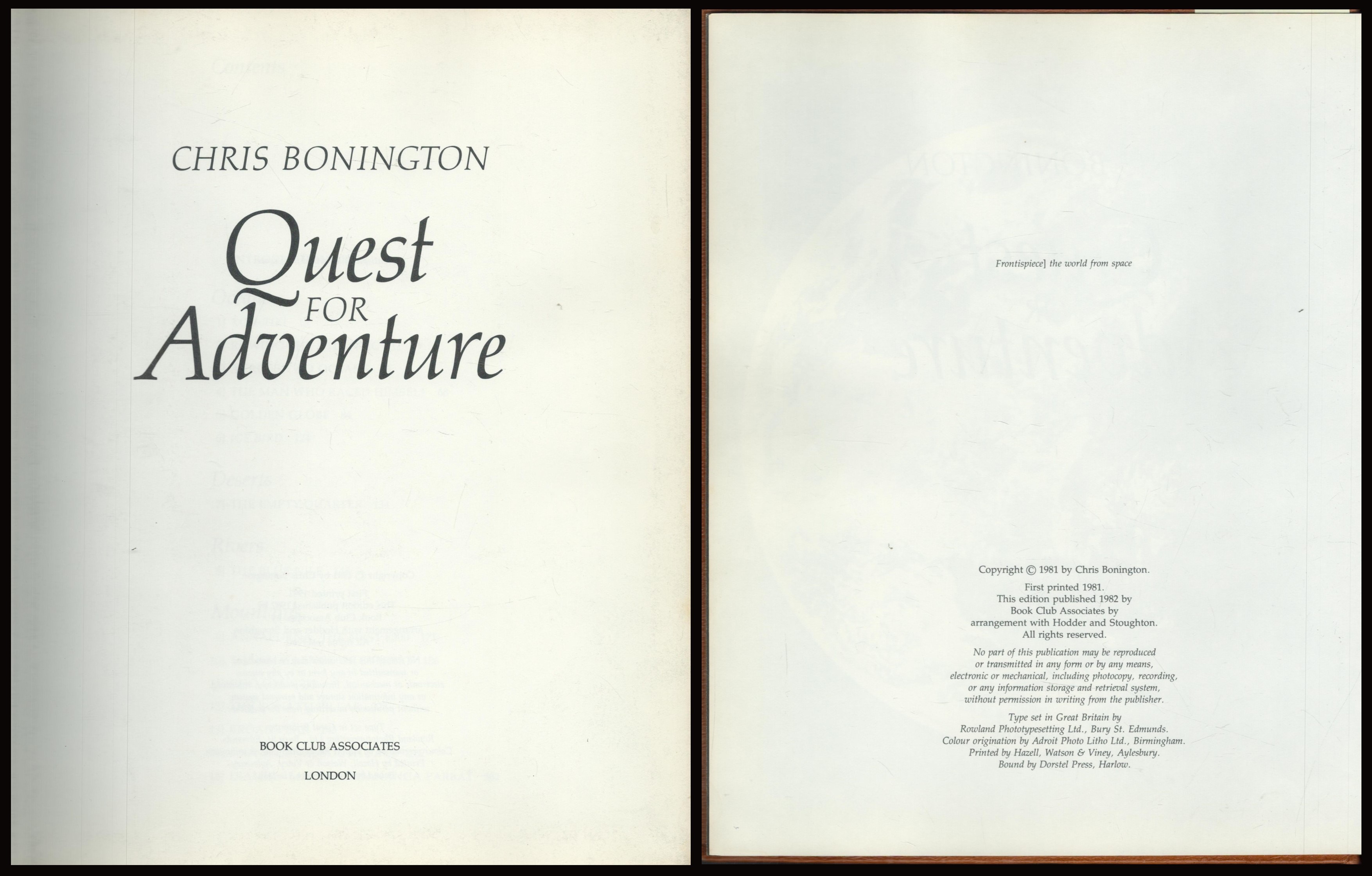 Quest For Adventure By Chris Bonington Luxury Leather Bound Signed Edition 1982. Good Condition. All - Image 2 of 2