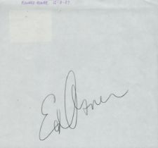 Edward Asner signed signature page 7.5x7 Inch. Was an American actor. Good Condition. All autographs