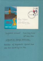 George Eastham signed Special Issue FDC 18th August 1966 with world cup stamp. Attached to A4