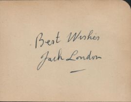 Jack London signed Autograph Card 4.5x3.5 Inch. Was an American novelist, journalist and activist.